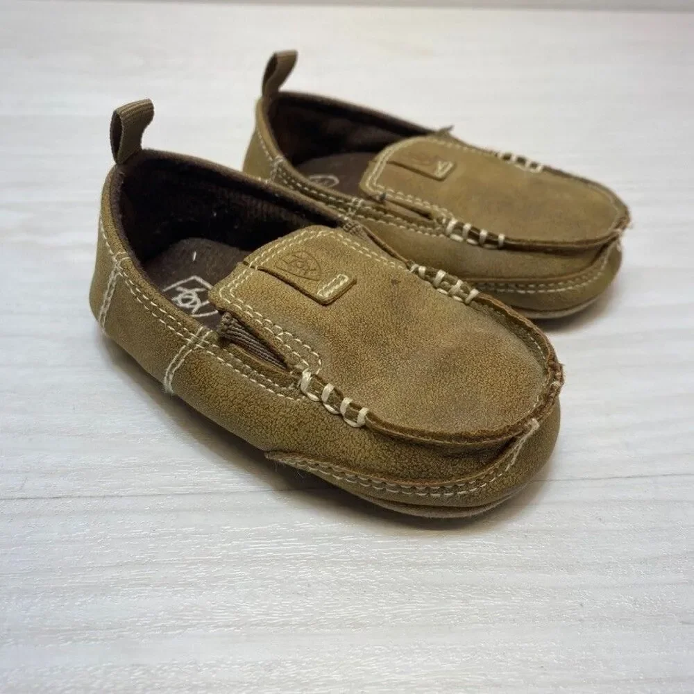 Ariat Brown Print Slip-On Shoes Sole Fabric Unisex Baby Toddler